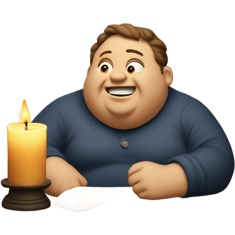 fat man eating a candle emoji