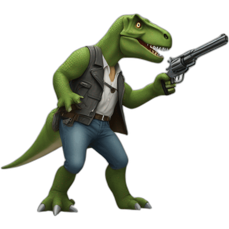 dinosaur with revolver emoji