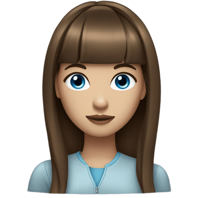 stylish girl with blue eyes and brown hair with bangs emoji