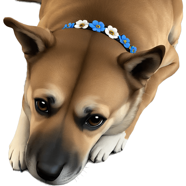 dog with blue flower crown emoji