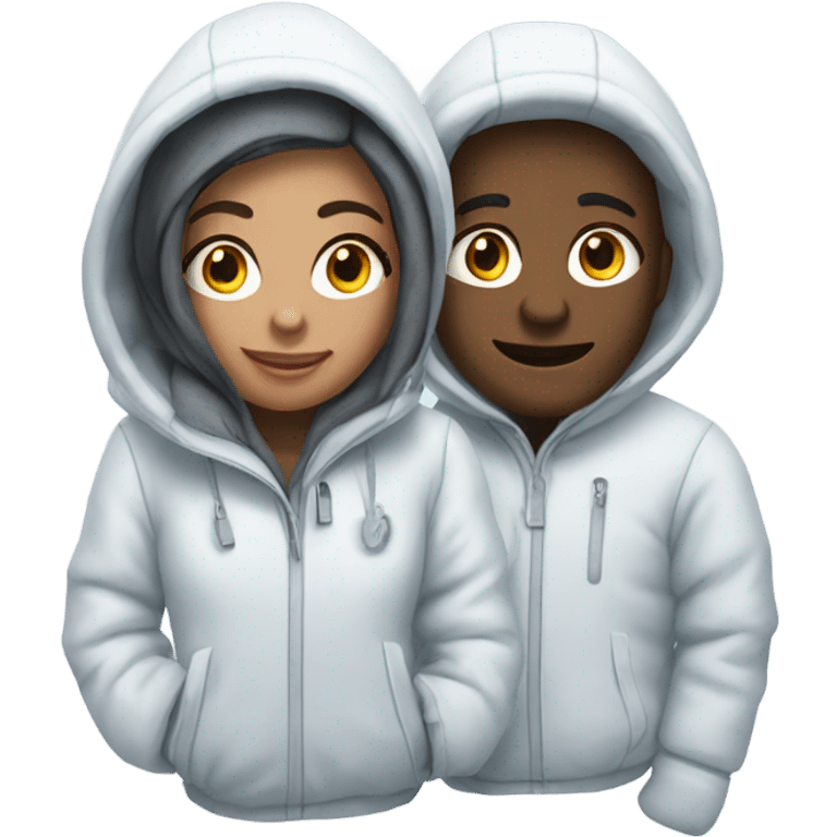 Couple in matching snow suits emoji