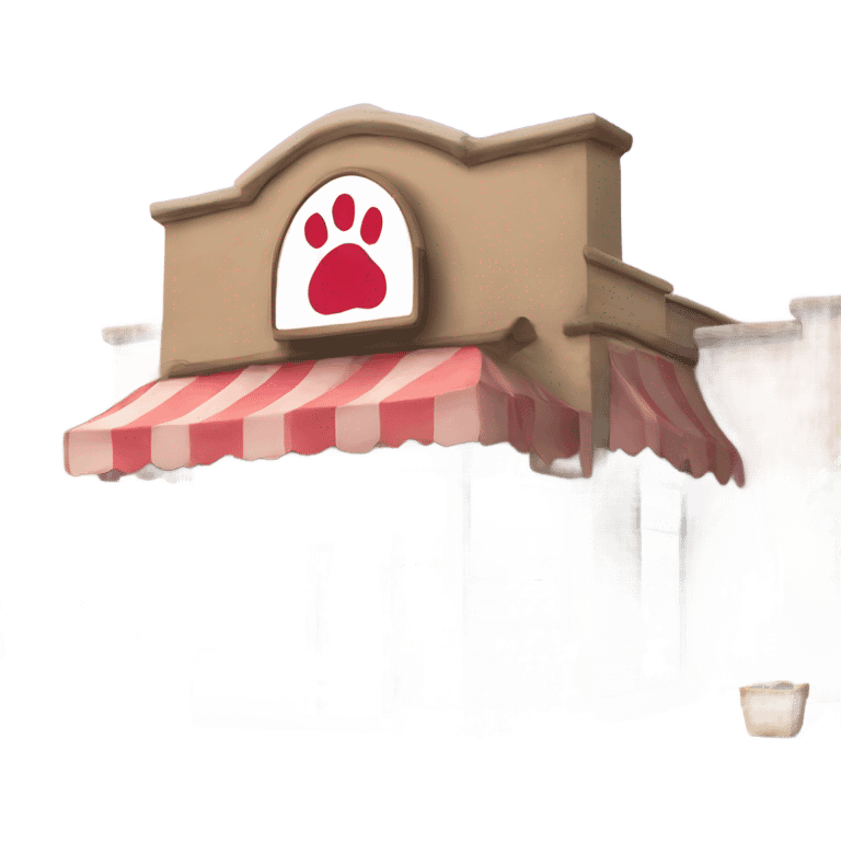 a store with a paw sign on top from half side view  emoji