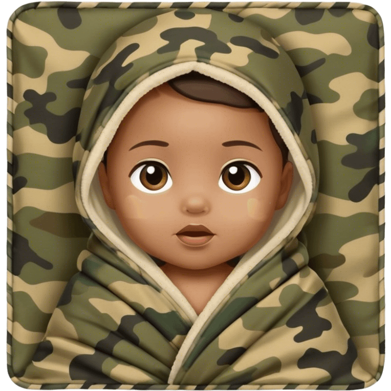 Baby girl wrapped in a camo blanket ￼ emoji