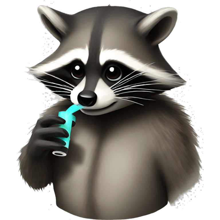 Raccoon vaping emoji