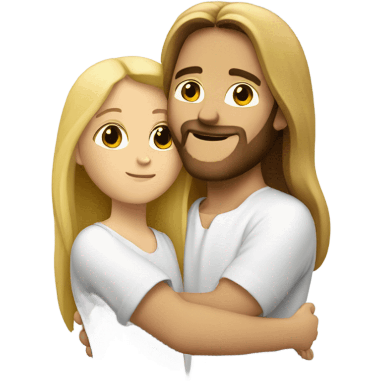 Jesus hugging a blond girl emoji