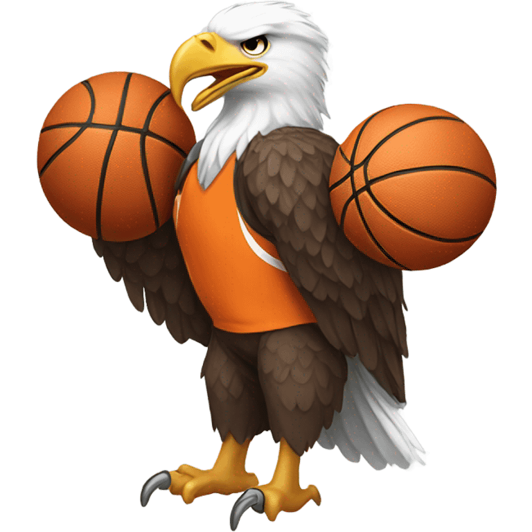 Bald eagle wearing orange and white basketball jersey emoji