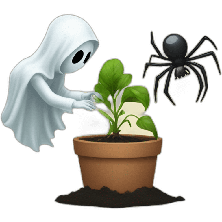 spider planting a ghost  emoji