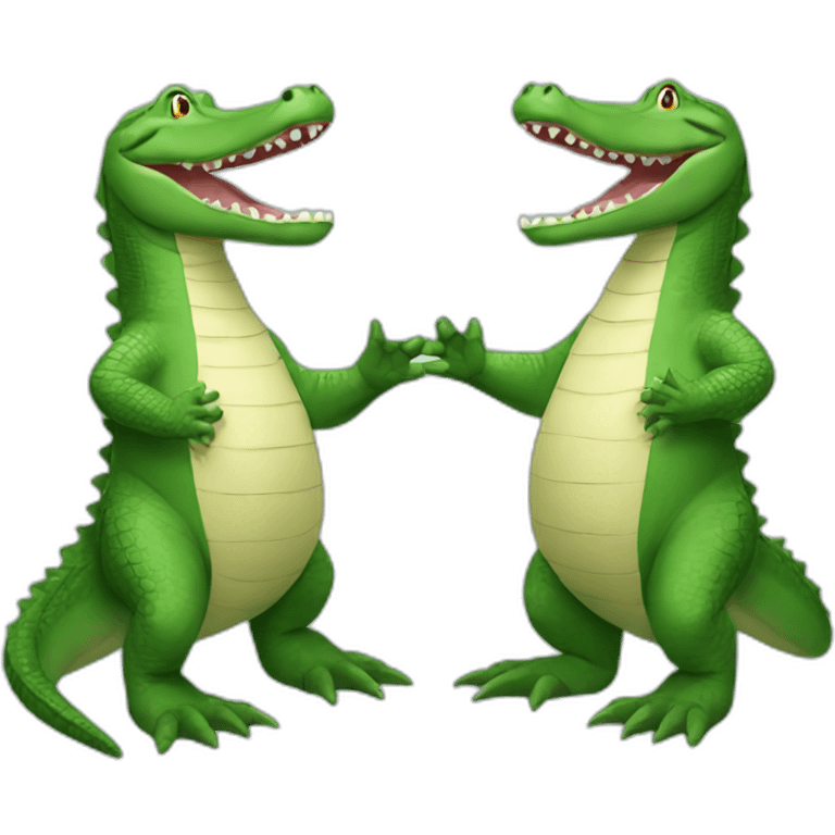 2 alligators give each other high five emoji