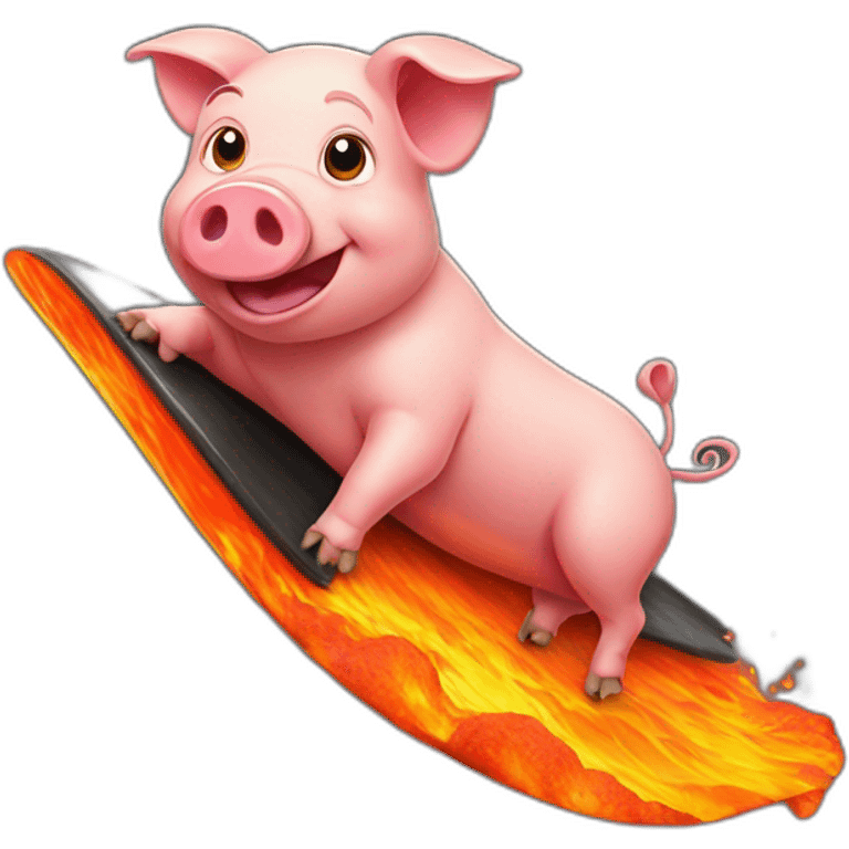 pig surfing on lava emoji