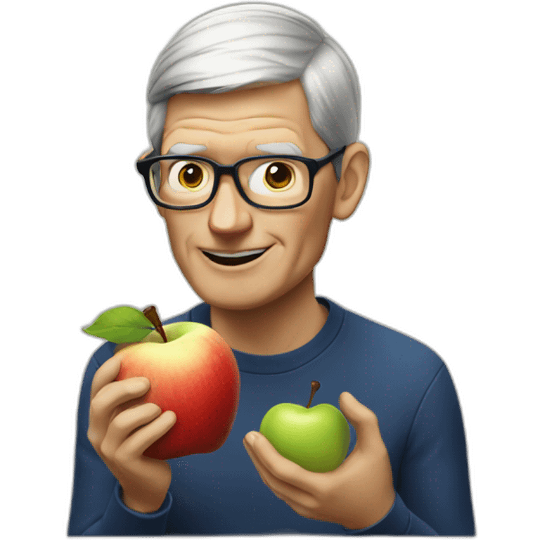 Tim Cook eating apple emoji