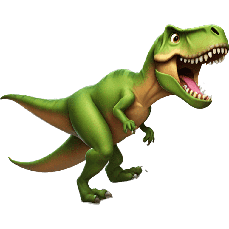 A t-rex surfing emoji