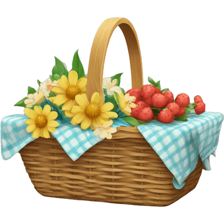 picnic basket with flowers emoji