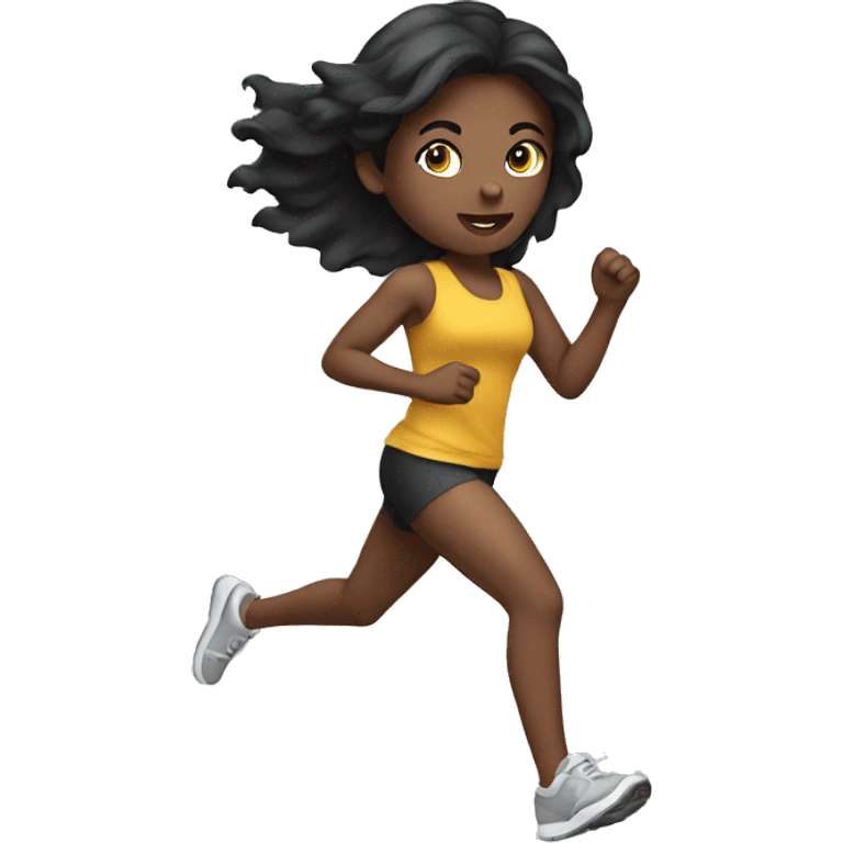 Running girl dark hair emoji