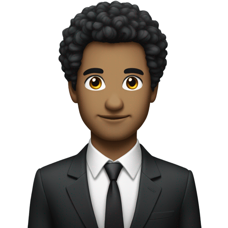 businessman black fluffy hair emoji