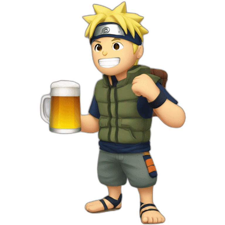 Naruto drinking a beer emoji