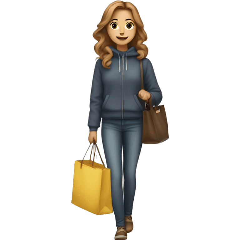 One light brown hair girl with a lot bag of shopping emoji