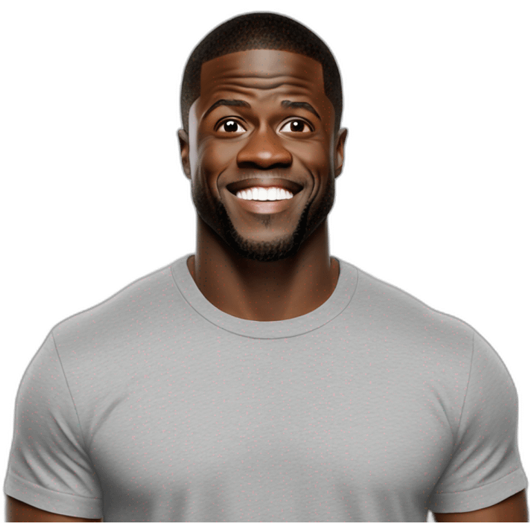 actor kevin hart smug face wearing tee emoji