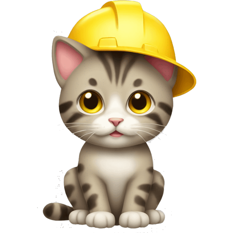 cute cat with yellow construction hat emoji