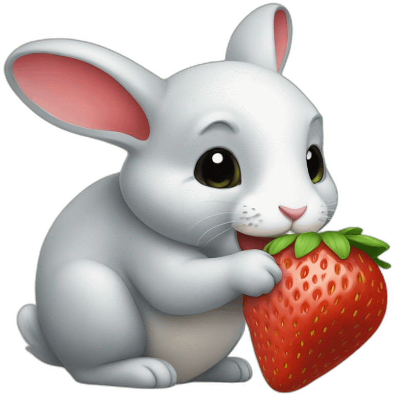 Rabbit eating strawberry emoji