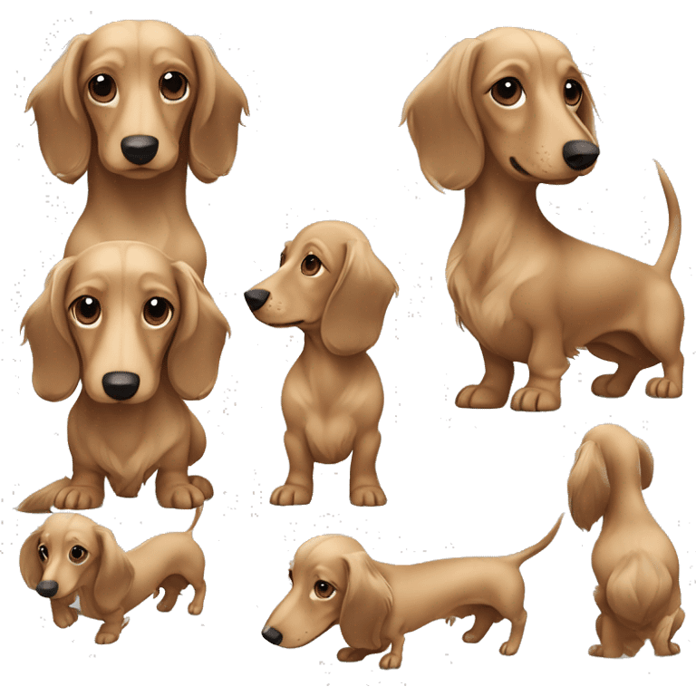 light Merle light brown long haired Dachshund full body emoji