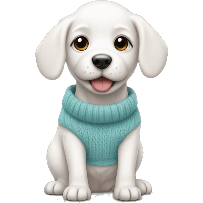 White puppy wearing sweater emoji