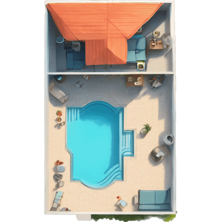 a drone top down shot of an airbnb appartement emoji