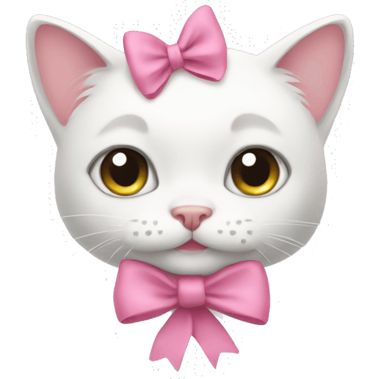 white cat with pink bow  emoji