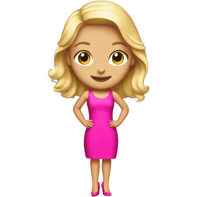 Blond girl in Hot pink dress with heels emoji