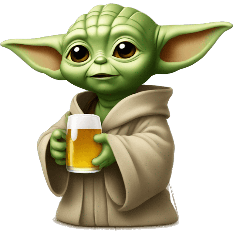 Bébé Yoda qui boit une bière emoji