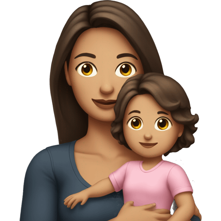 fair skinned brunette woman holding toddler emoji