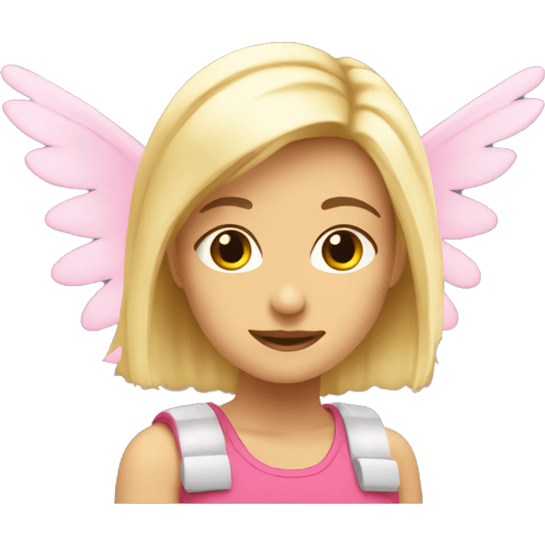 Blonde girl ￼with pink wings  emoji