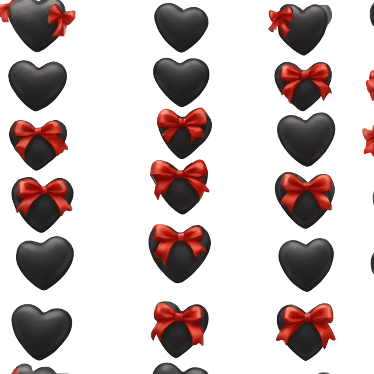 Shiny Black heart wrapped in red bow, realistic emoji