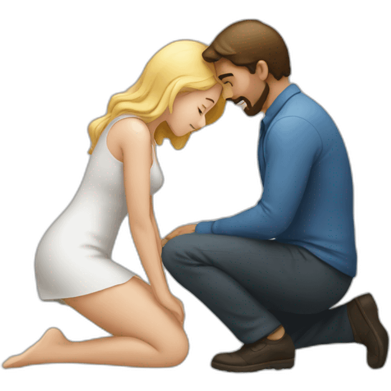 Man on knees facing woman emoji