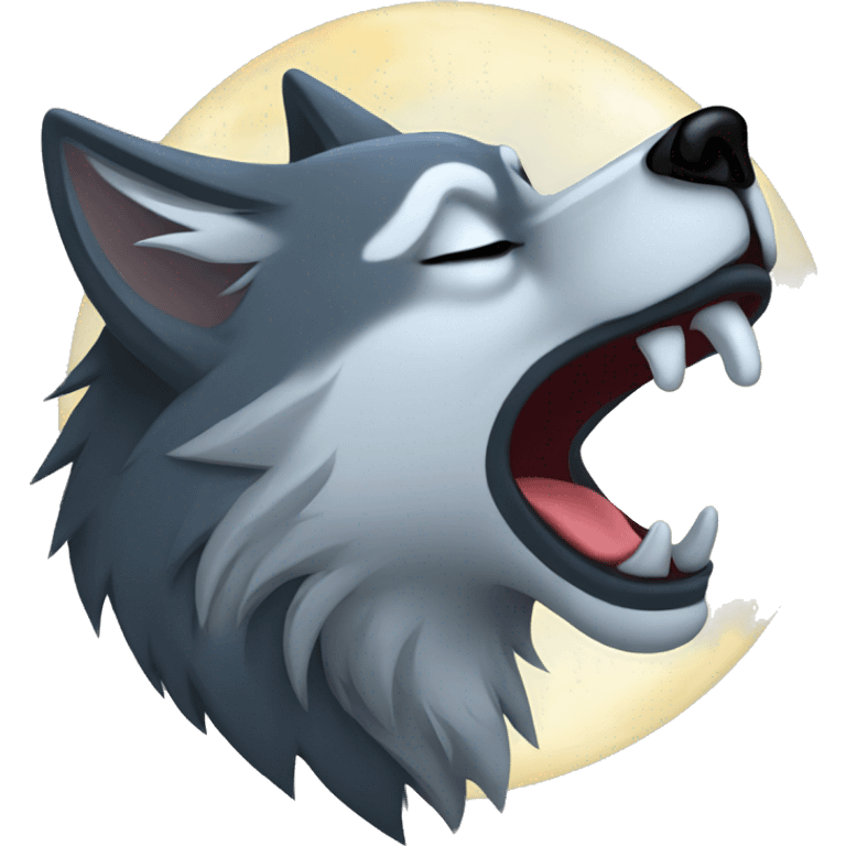 wolf howling at the moon and crying emoji