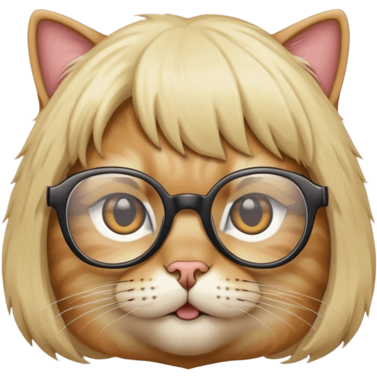 A cat with a blonde wig and glasses  emoji