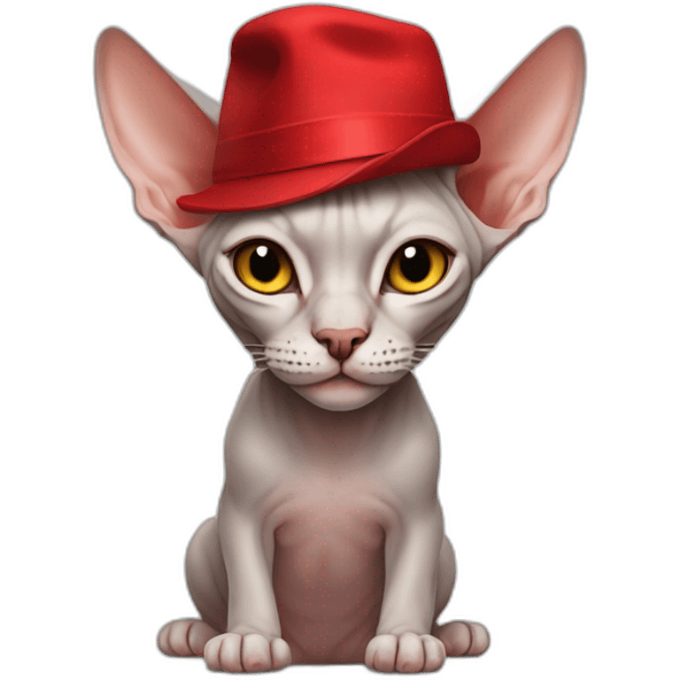 sphynx cat with red hat emoji