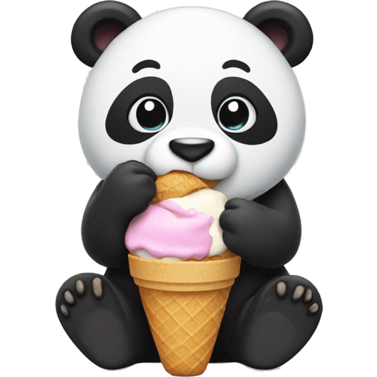 Panda eating ice cream emoji