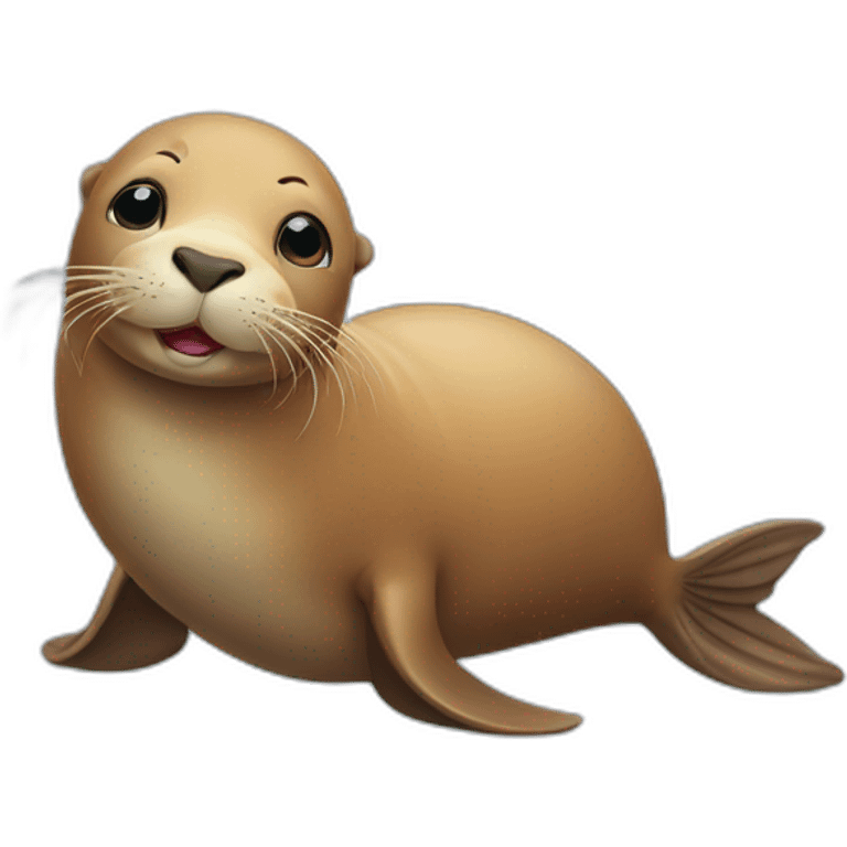 a funny sea lion in love emoji