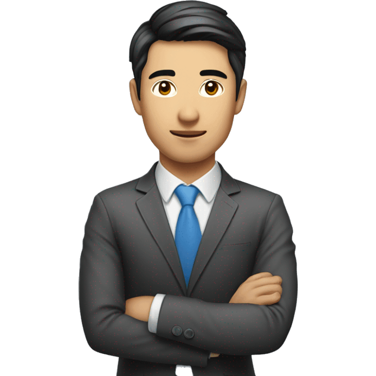 an asian young professional man looking like a sale person emoji