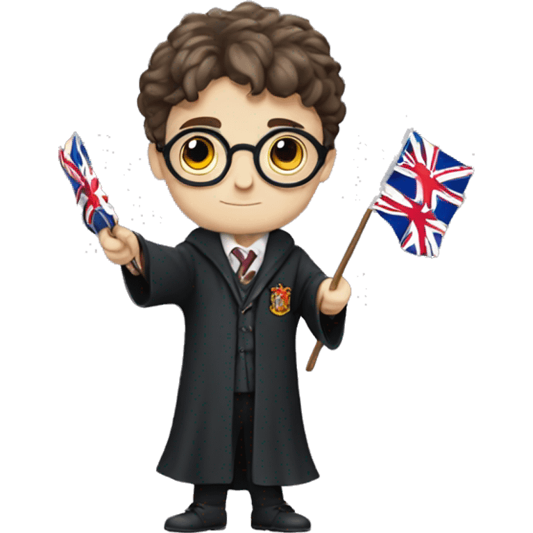 Harry Potter holding UK Flag emoji