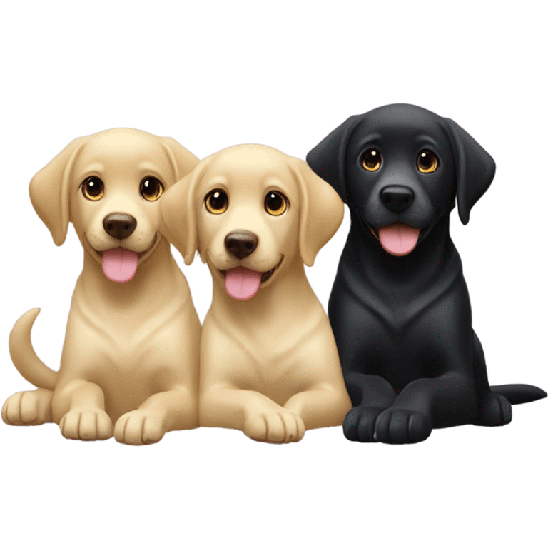 Black Labrador retriever with blonde haired girl and long black haired  boy emoji