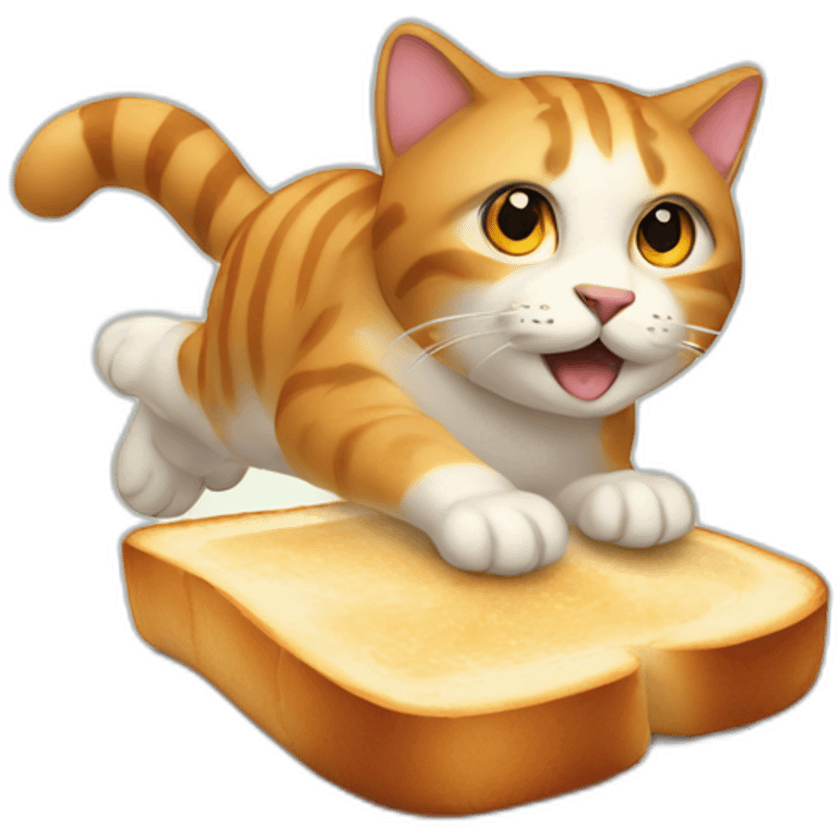 large cat flying on a piece of toast emoji