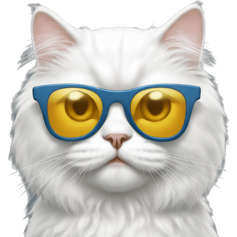 White persian cat with sunglasses emoji