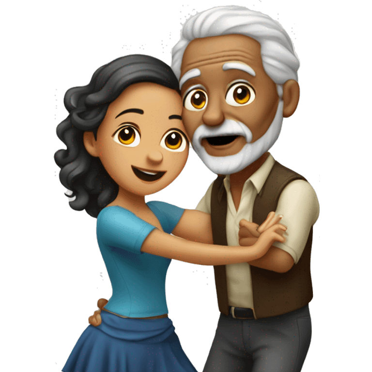 Bachata dance of old man with girl emoji