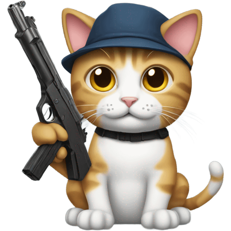 Cat with a gun emoji