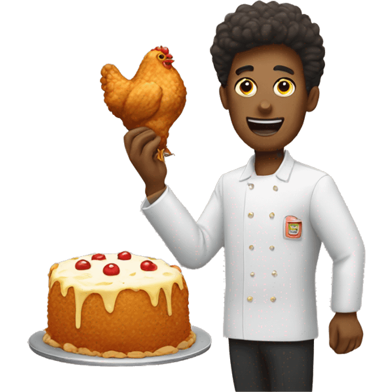 Fried chicken and cake emoji