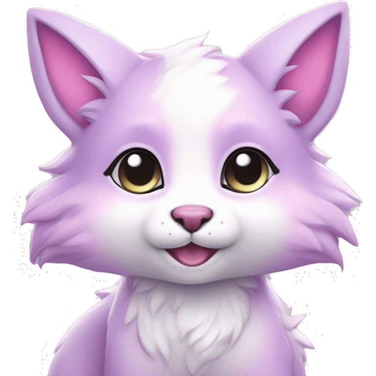 Kawaii cute colorful bright light pastel lilac-pink-white-gradient fantasy ethereal anthro fursona animal creature emoji