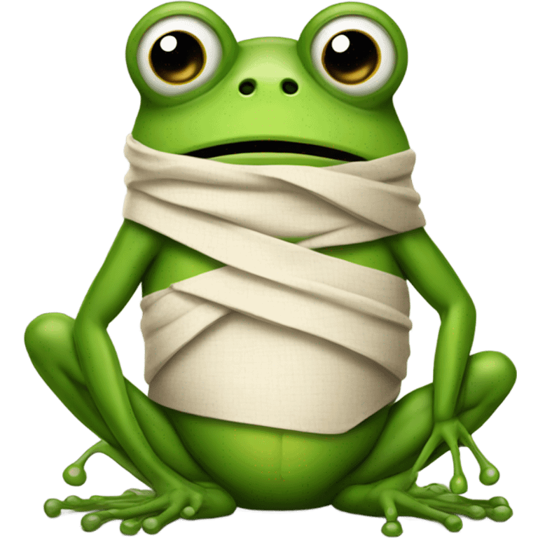 Sick Frog with bandaged belly emoji