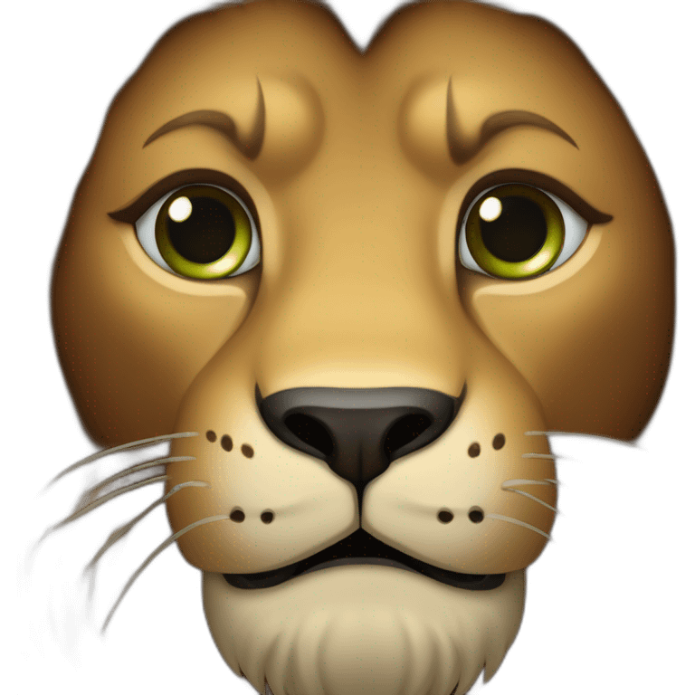 Lion crinière noire fourrure marron yeux verts   emoji