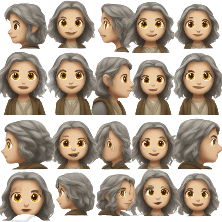 Gray brown hair female hobbit emoji